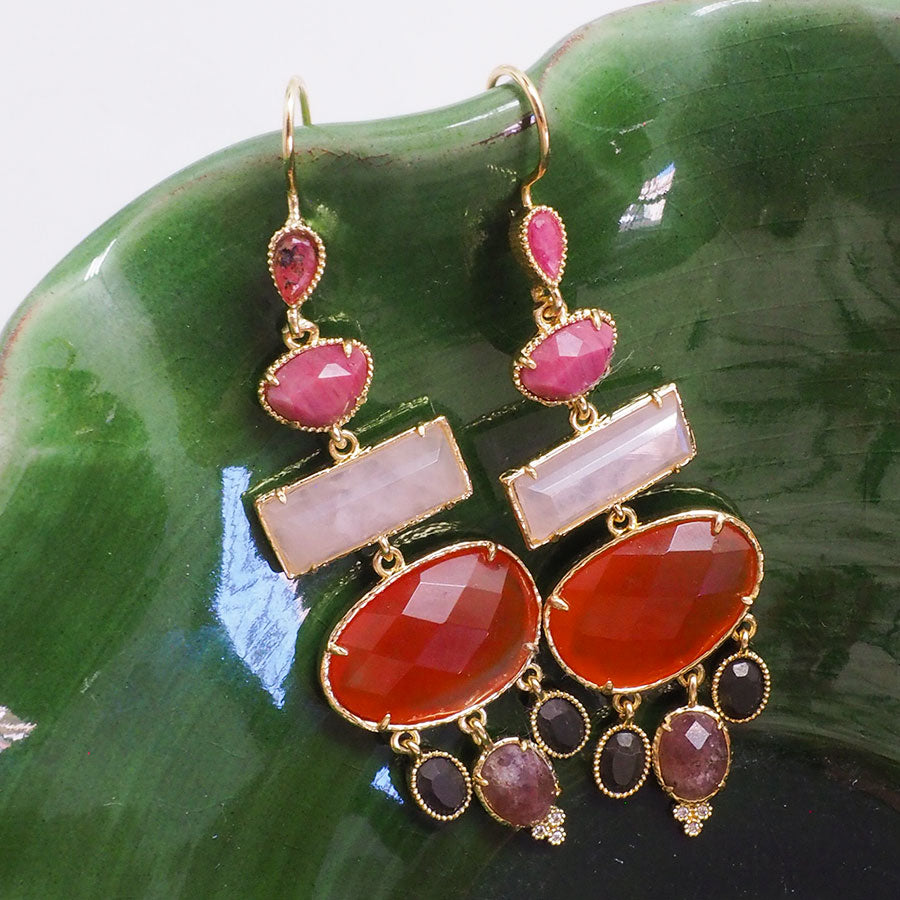 BOUCLES D'OREILLES LASTRES - PIERRES ROSES