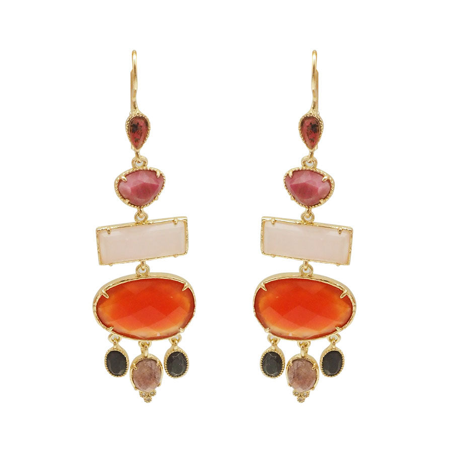 BOUCLES D'OREILLES LASTRES - PIERRES ROSES