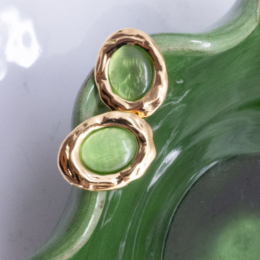 BOUCLES D'OREILLES BASTIAN - PUCES VERTES ET DORÉES