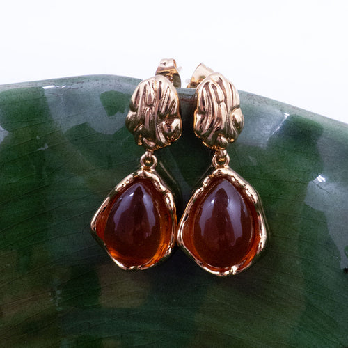 BOUCLES D'OREILELS ALAVA - PUCES MARTELÉES ET PIERRES ROUGES