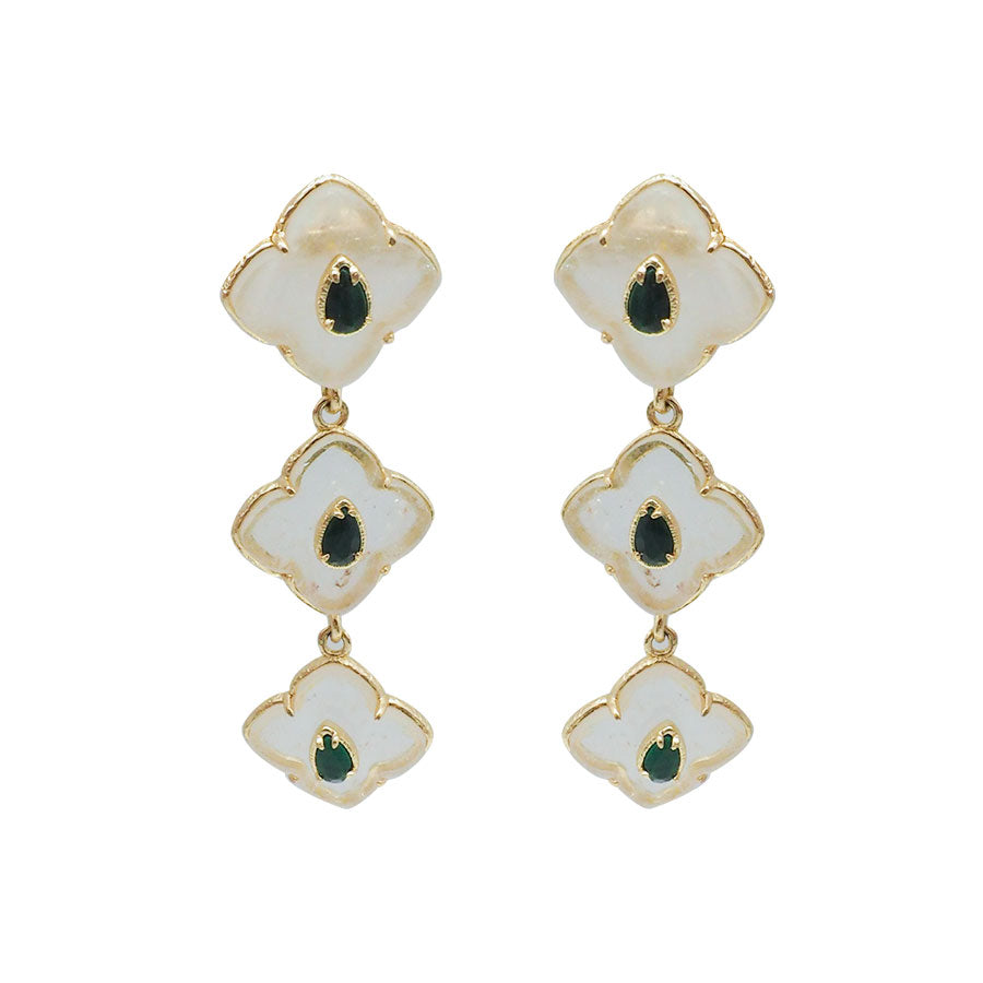 BOUCLES D'OREILLES LA COROLLA - TRIO DE FLEUR EN PIERRE