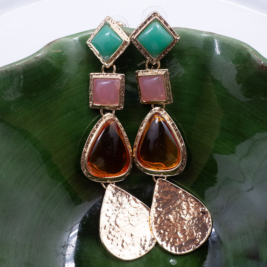 BOUCLES D'OREILLES SAN PEDRO - ALLIAGE ET RÉSINE COLORÉE