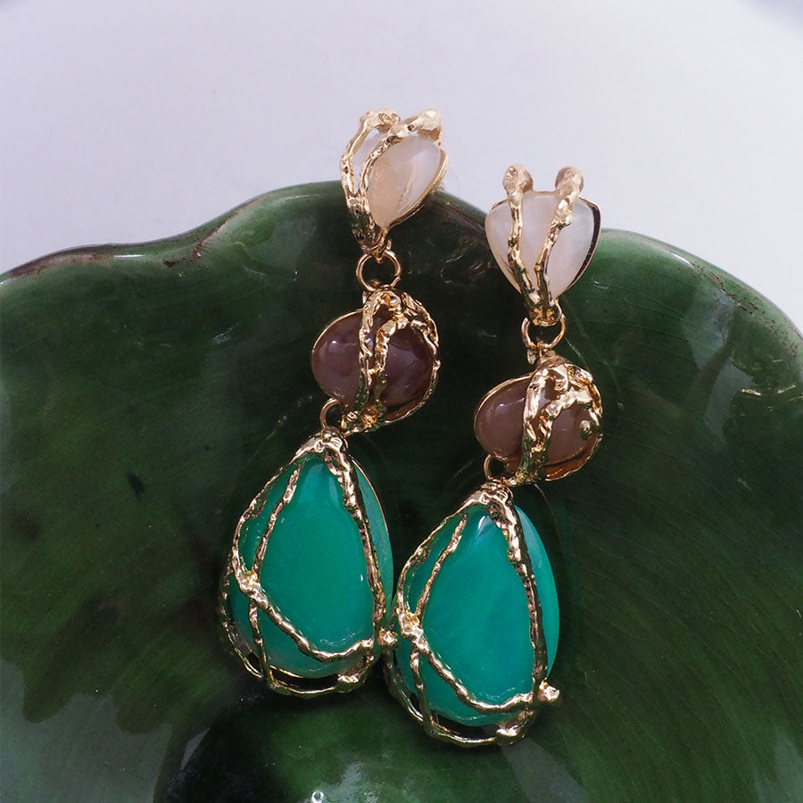 BOUCLES D'OREILLES SANS ANDRES - ALLIAGE ET RÉSINE COLORÉE