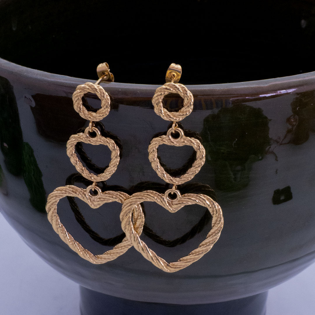 BOUCLES D'OREILLES CARIÑO - COEURS TORSADÉS