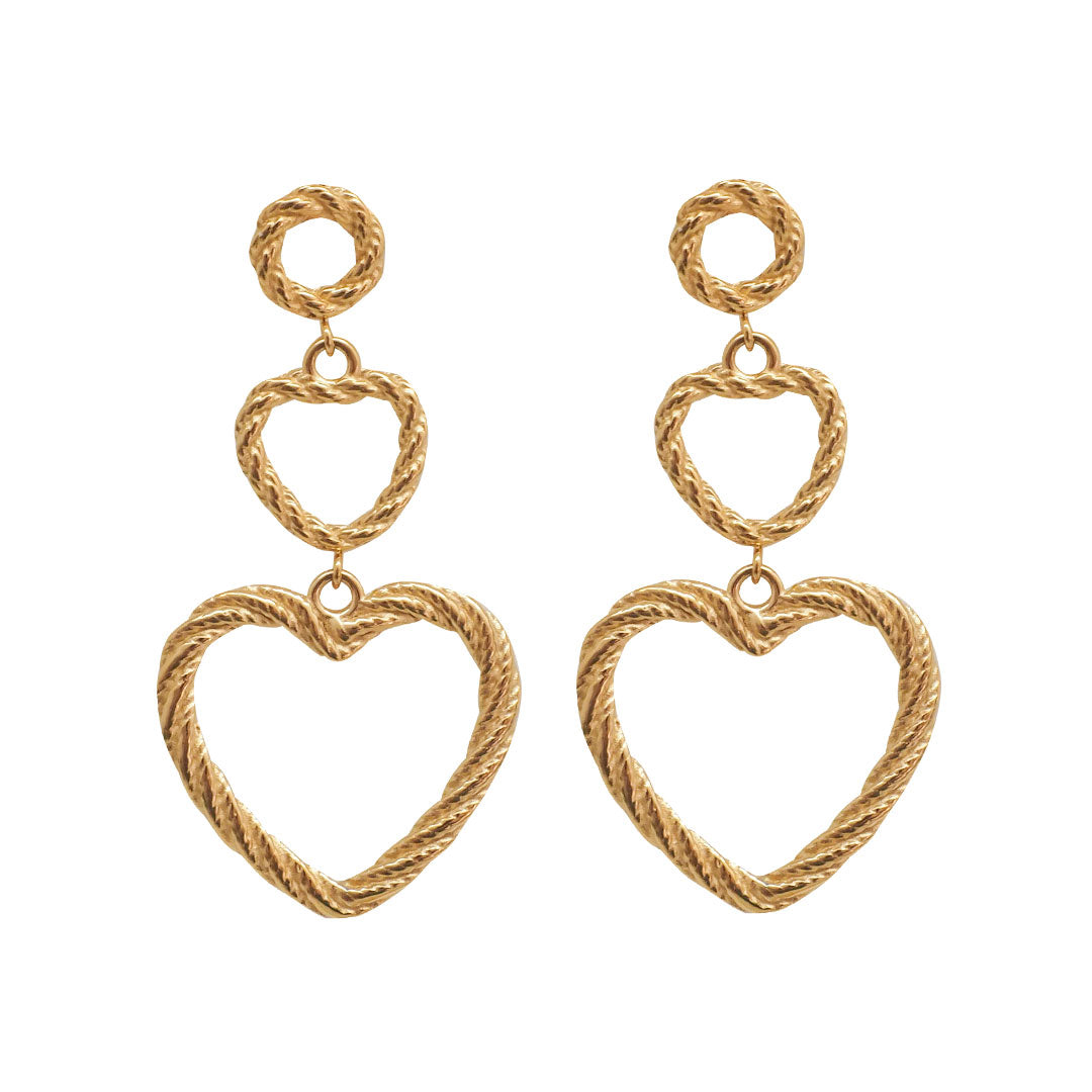 BOUCLES D'OREILLES CARIÑO - COEURS TORSADÉS