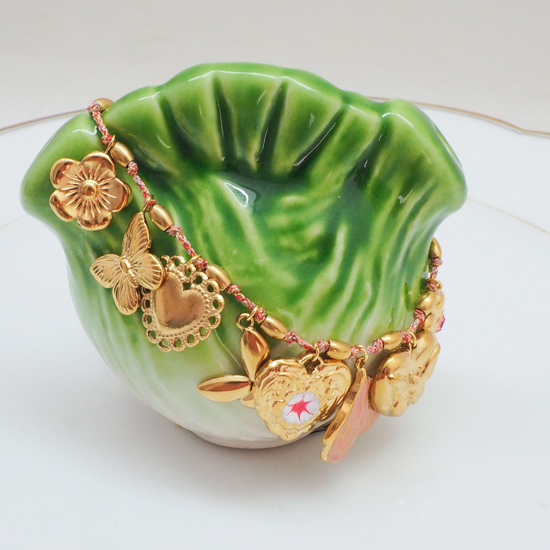 BRACELET ALBARIÑO - CHARMS NATURELS SUR CORDON TRESSÉ