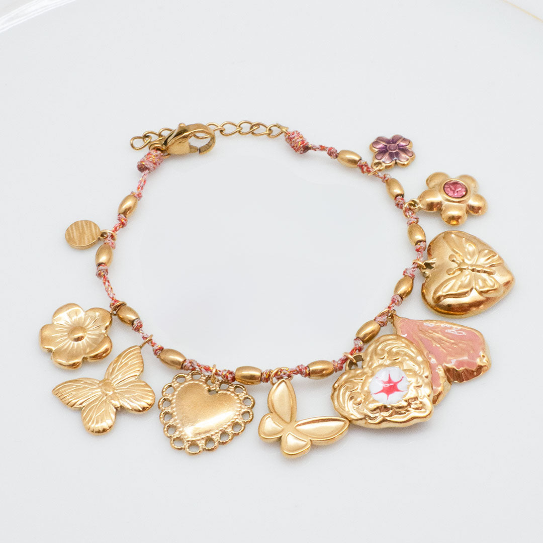 BRACELET ALBARIÑO - CHARMS NATURELS SUR CORDON TRESSÉ