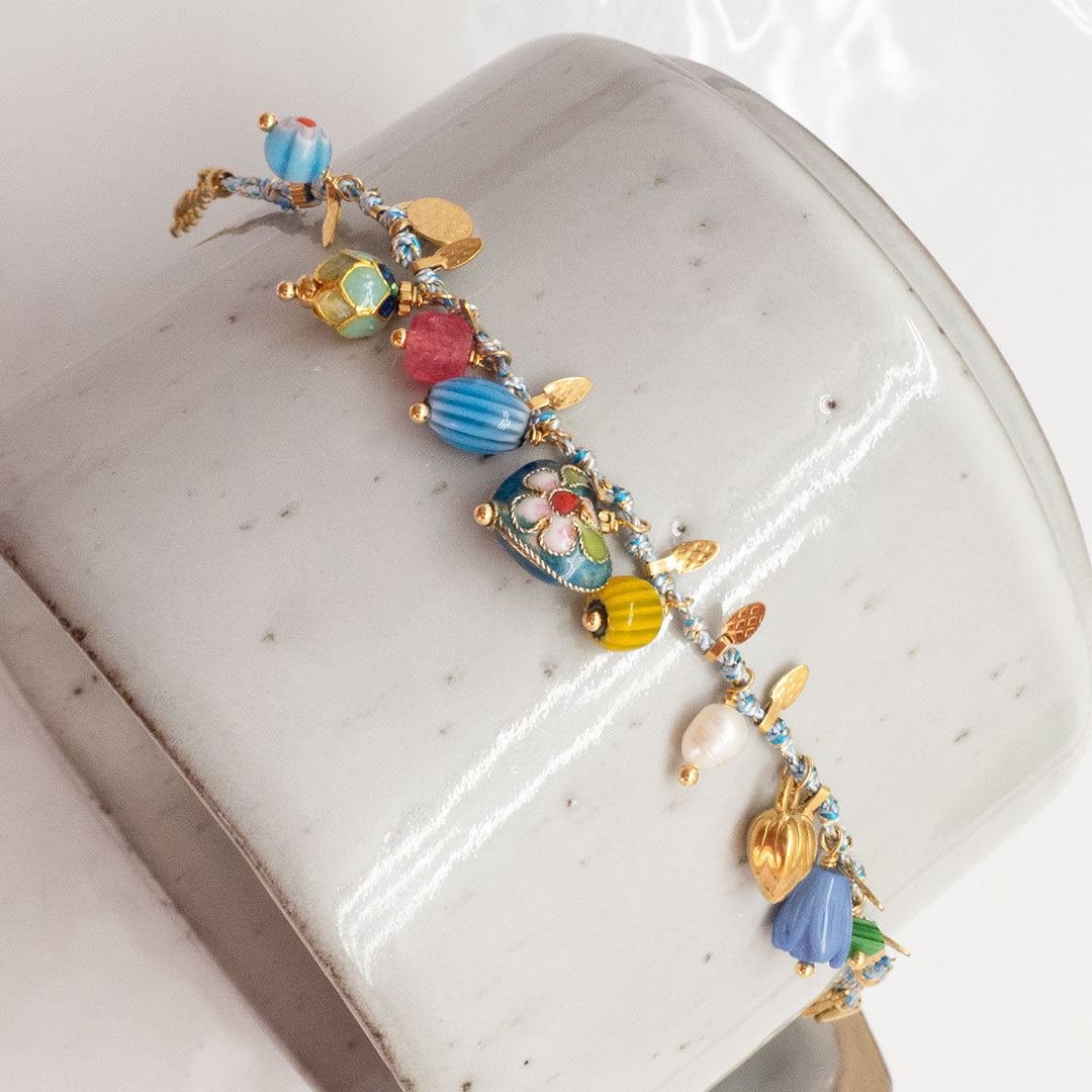 BRACELET CHURRASCO - LUCKY CHARMS SUR CRODON TRESSÉ BLEU