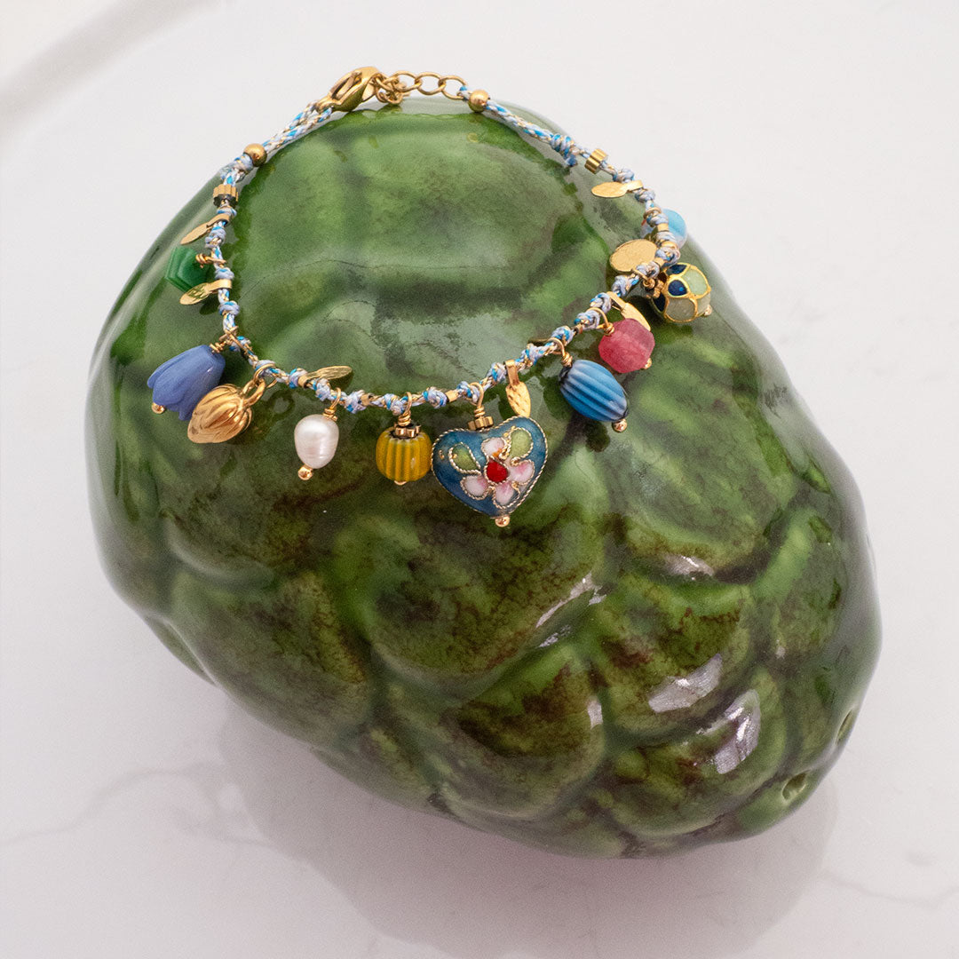 BRACELET CHURRASCO - LUCKY CHARMS SUR CRODON TRESSÉ BLEU