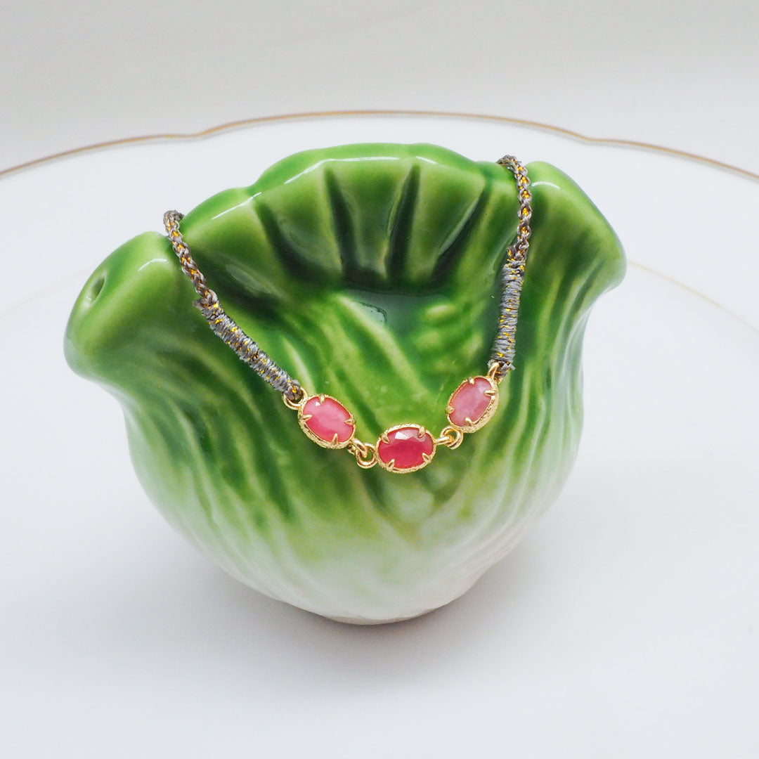 BRACELET EMPANADA - TRIO DE PIERRES SUR CORDON TRESSÉ