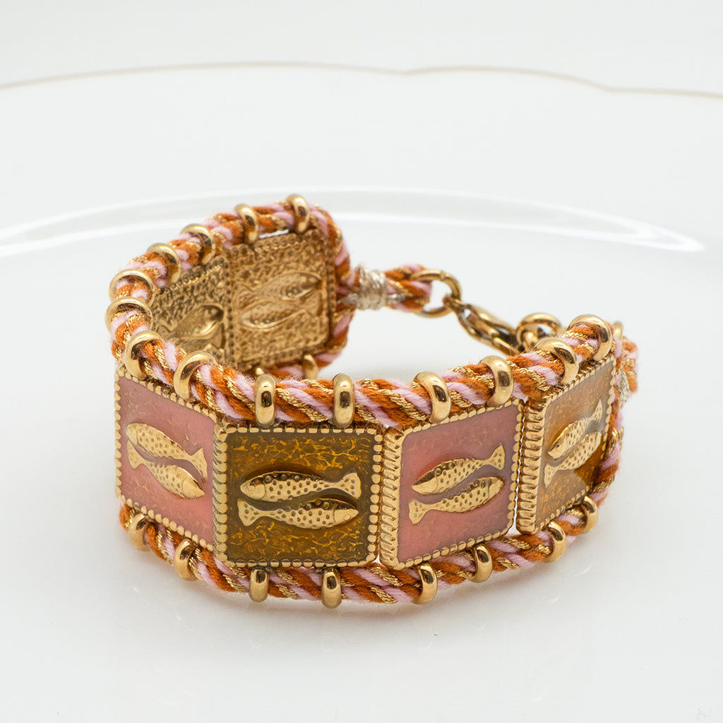 BRACELET DOMINGO - MANCHETTE POISSONS ROSES