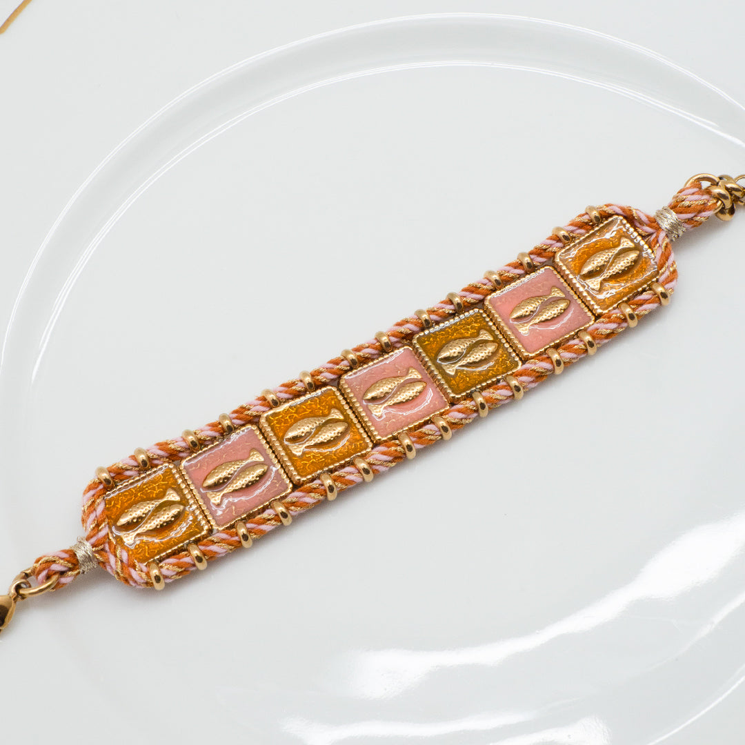 BRACELET DOMINGO - MANCHETTE POISSONS ROSES