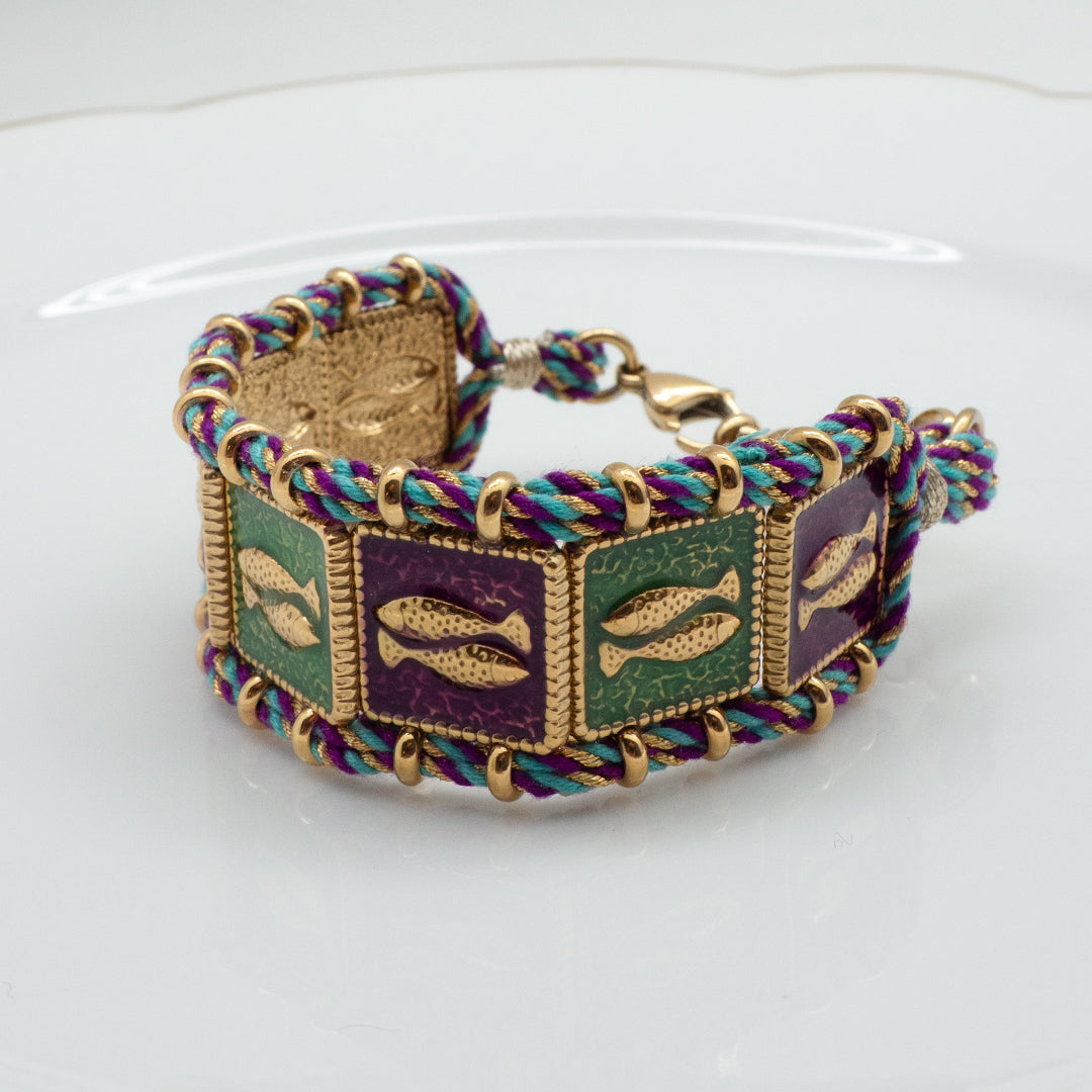 BRACELET LUNES - MANCHETTE POISSONS DORÉS