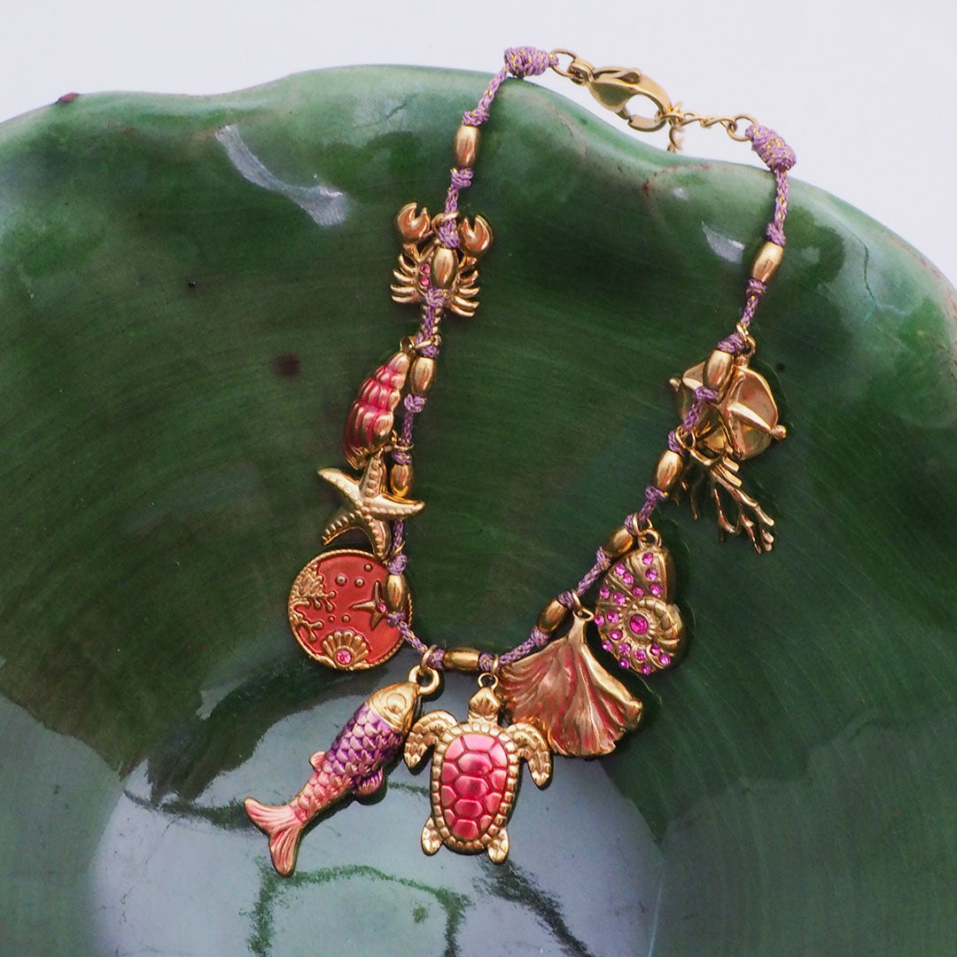 BRACELET PERCEVES - CHARMS AQUATIQUES SUR CORDON