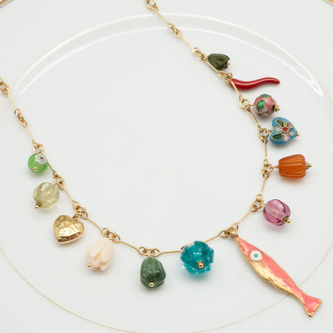 COLLIER SAN PAULO - CHARMS MEXICAINS SUR CHAÎNE DORÉE