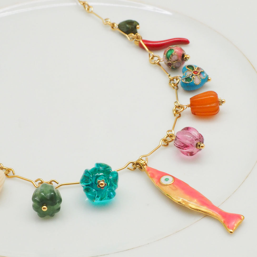 COLLIER SAN PAULO - CHARMS MEXICAINS SUR CHAÎNE DORÉE