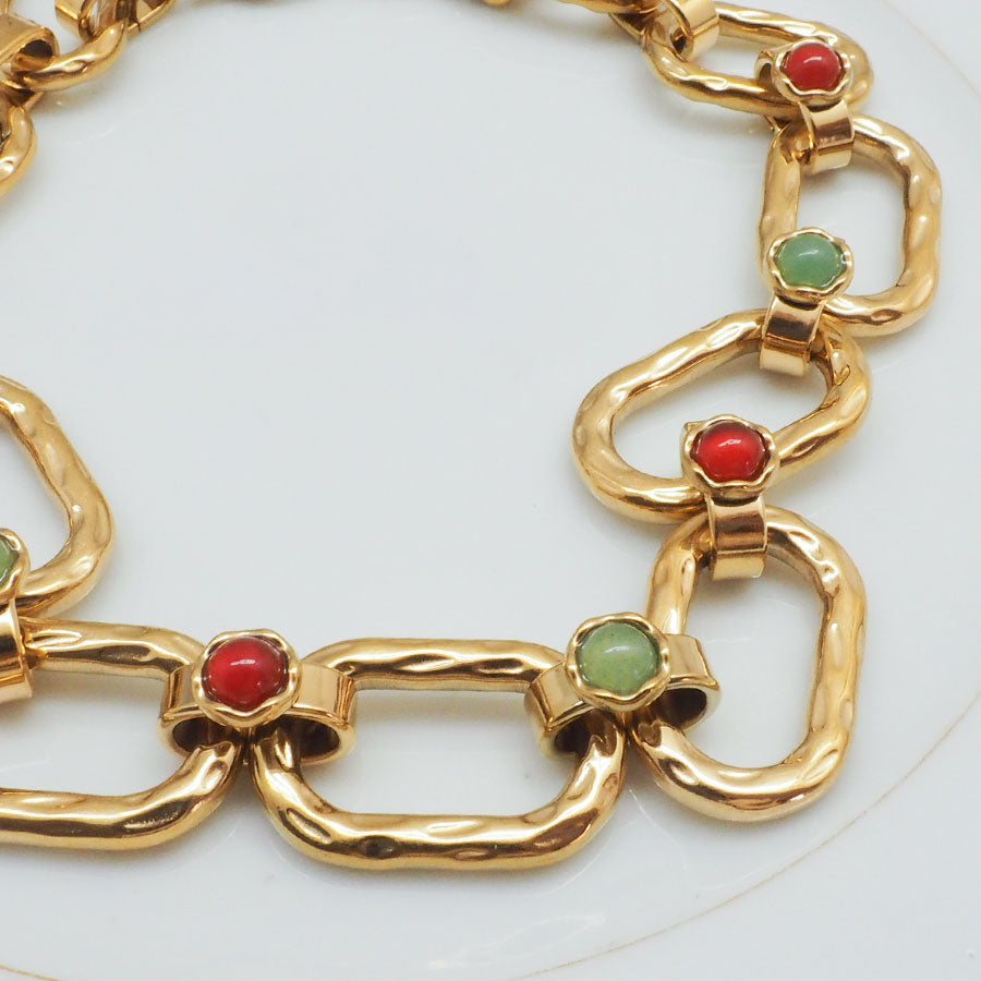COLLIER VILLAVICIOSA - CHAÎNE RELIÉE PAR DES PERLES COLORÉES