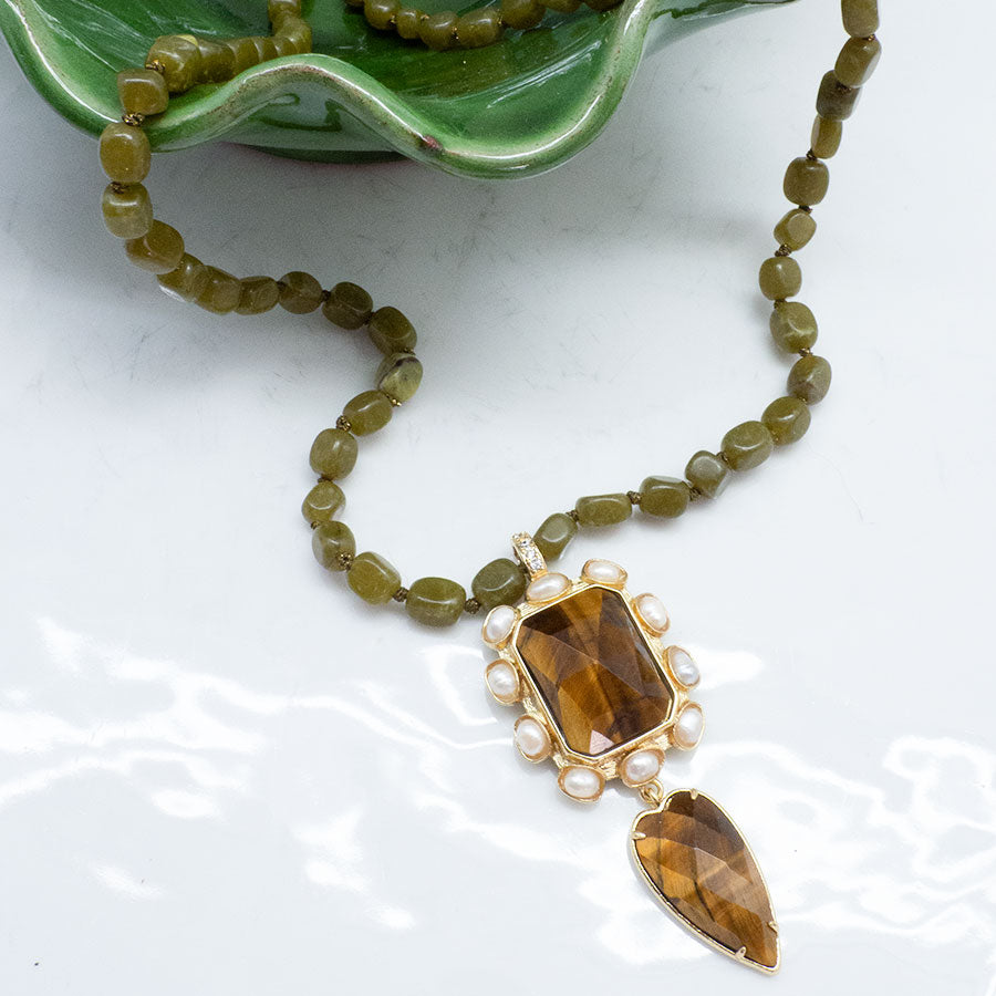 COLLIER TREMANES - MALACHITES ET AGATHES