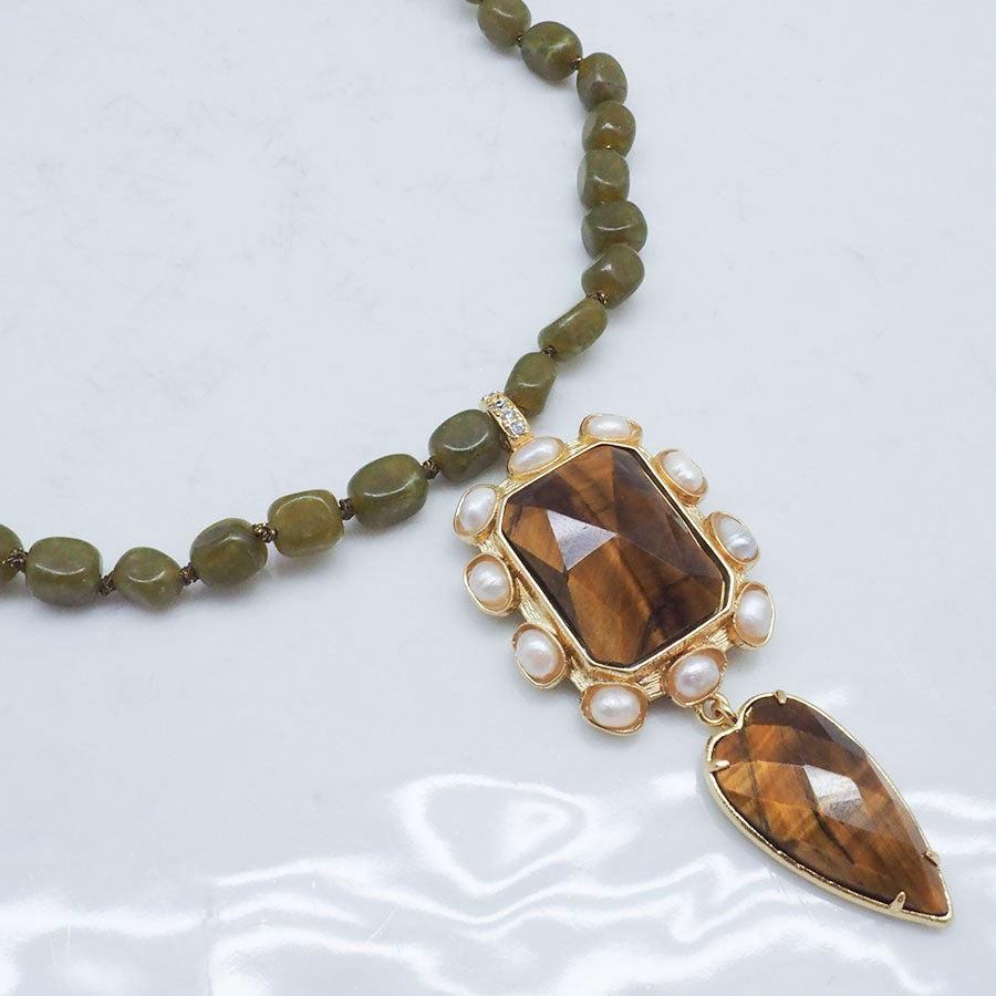 COLLIER TREMANES - MALACHITES ET AGATHES