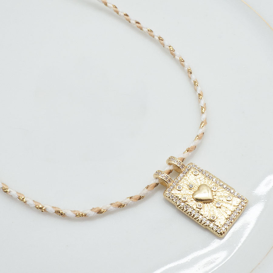 COLLIER FRESNO - PENDENTIF COEUR SUR CORDON