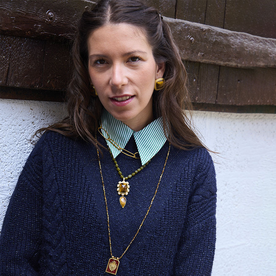 COLLIER TREMANES - MALACHITES ET AGATHES