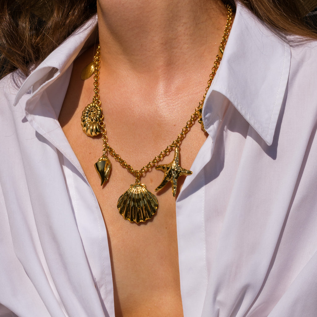 COLLIER DORE GALICIA - CHARMS COQUILLAGES