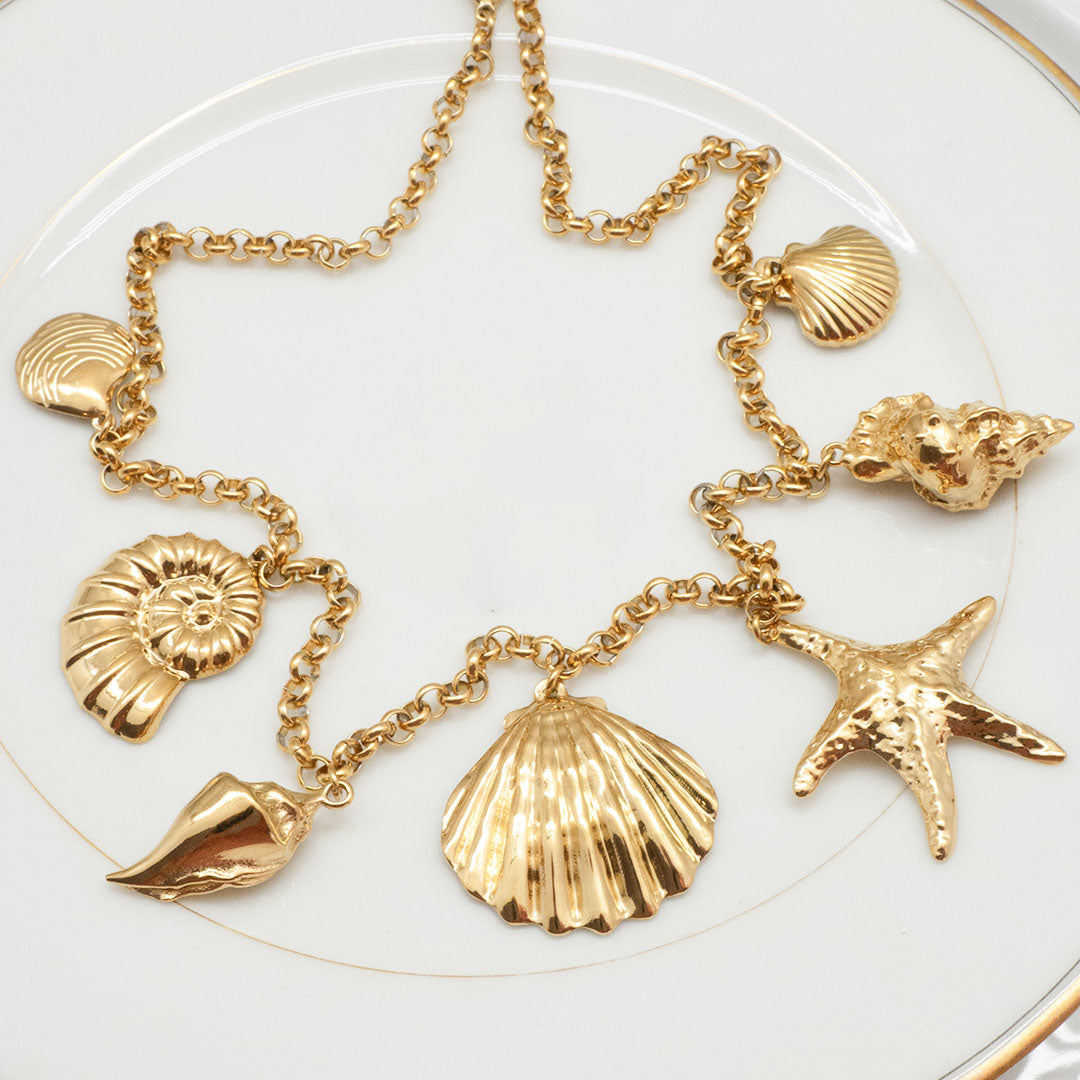 COLLIER DORE GALICIA - CHARMS COQUILLAGES