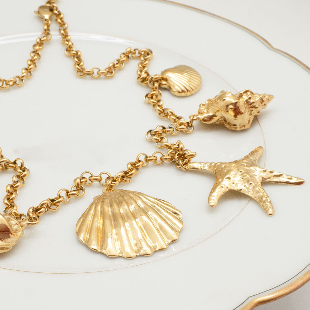 COLLIER DORE GALICIA - CHARMS COQUILLAGES