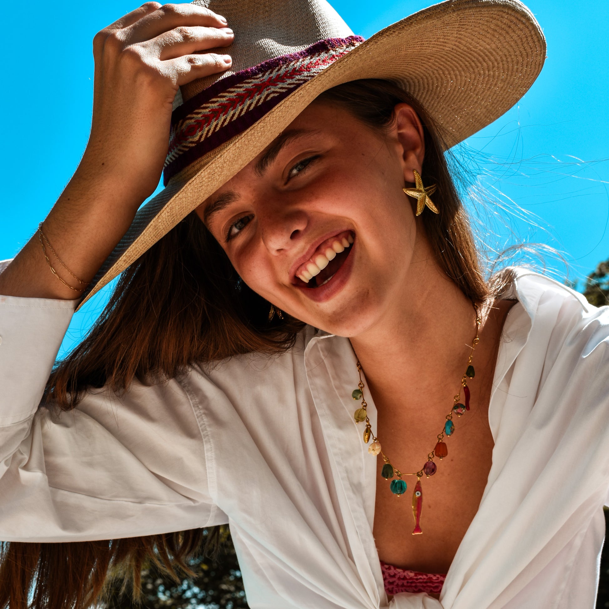 COLLIER SAN PAULO - CHARMS MEXICAINS SUR CHAÎNE DORÉE