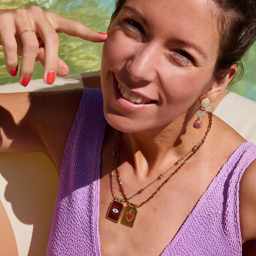 COLLIER LARIÑO - MÉDAILLE OEIL SUR CORDON TRESSÉ