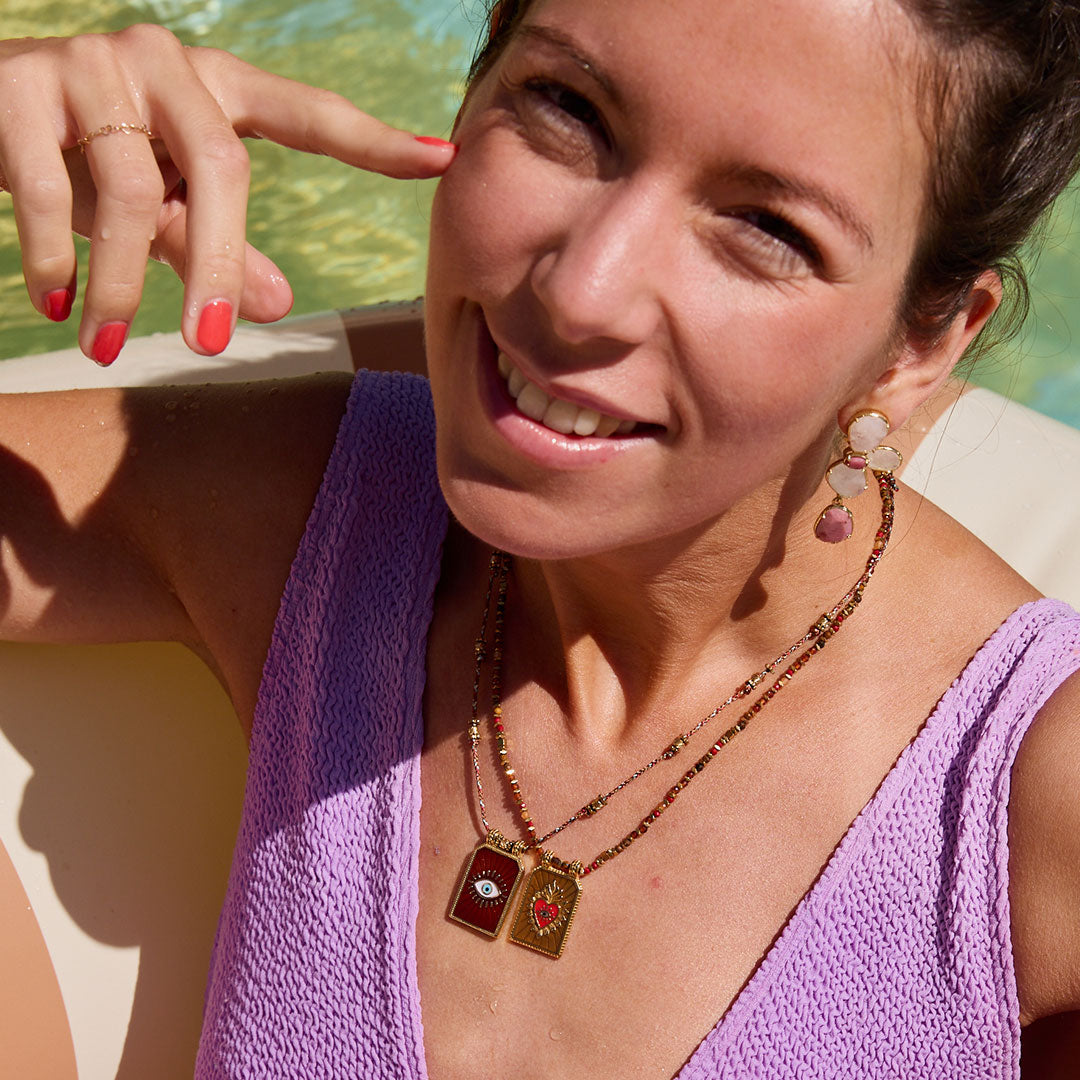 COLLIER LARIÑO - MÉDAILLE OEIL SUR CORDON TRESSÉ