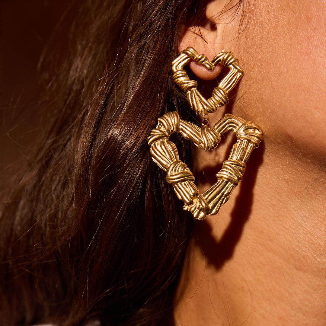 BOUCLES D'OREILLES OLEIROS COEURS TEXTURÉS