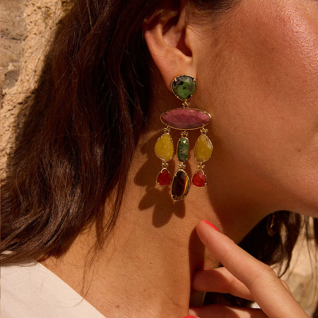 BOUCLES D'OREILLES PORTO DO SON - CHANDELIERS PIERRES NATURELLES