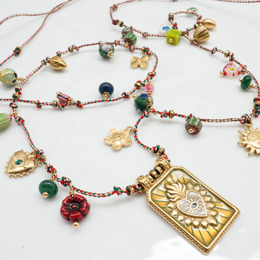 COLLIER LA RICA - SAUTOIR PAMPILLES ET MÉDAILLE EX-VOTO