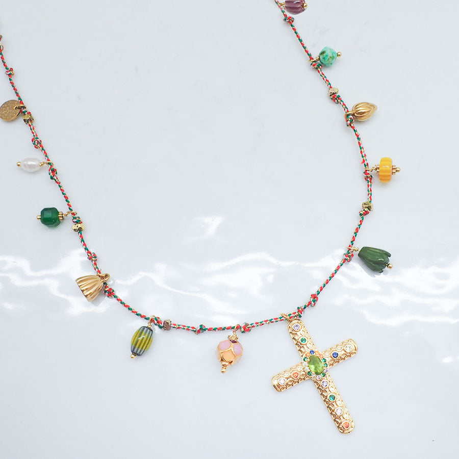 COLLIER EL CRUCERO - SAUTOIR PAMPILLES ET CROIX