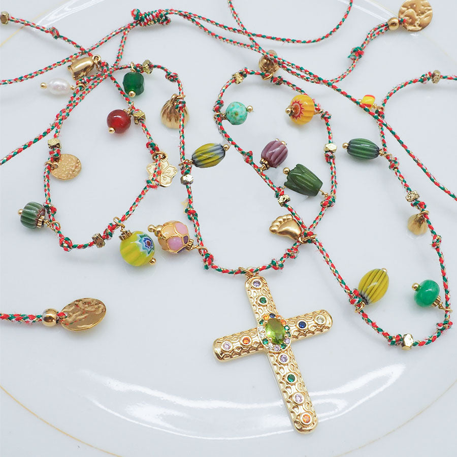 COLLIER EL CRUCERO - SAUTOIR PAMPILLES ET CROIX