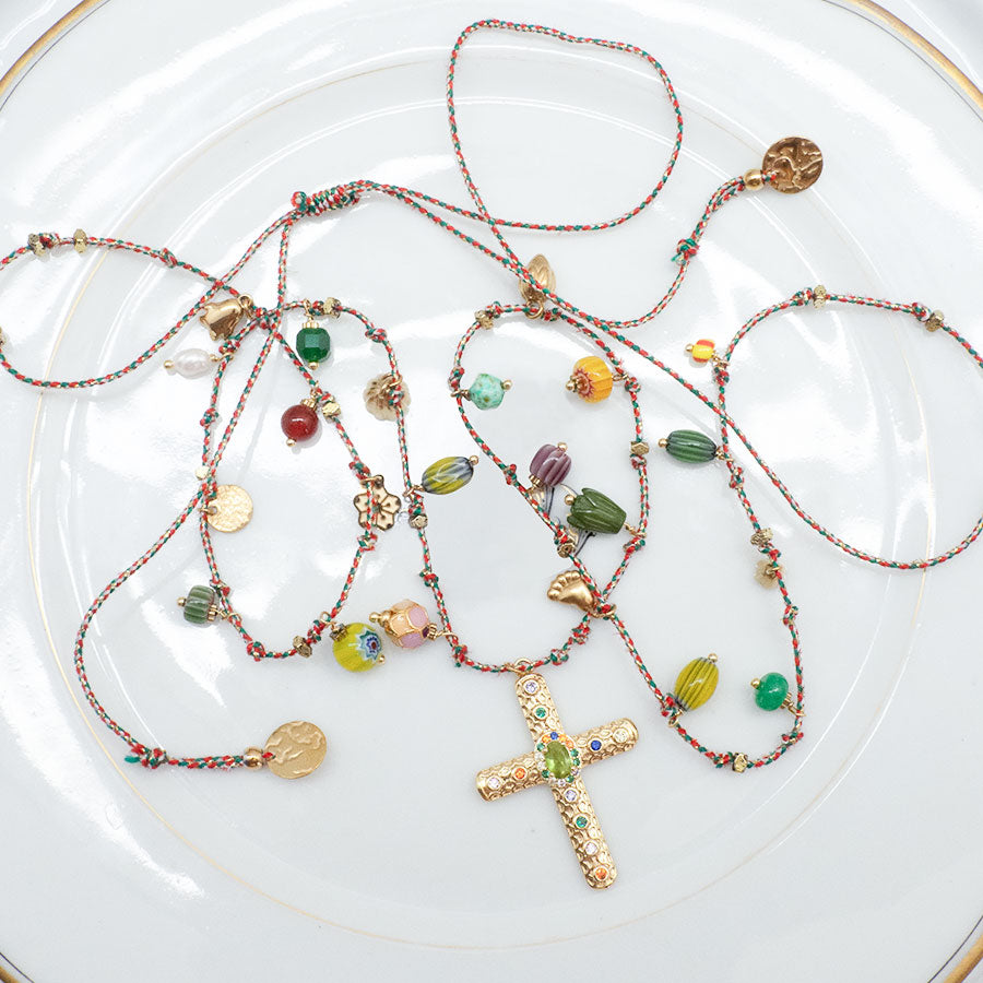 COLLIER EL CRUCERO - SAUTOIR PAMPILLES ET CROIX