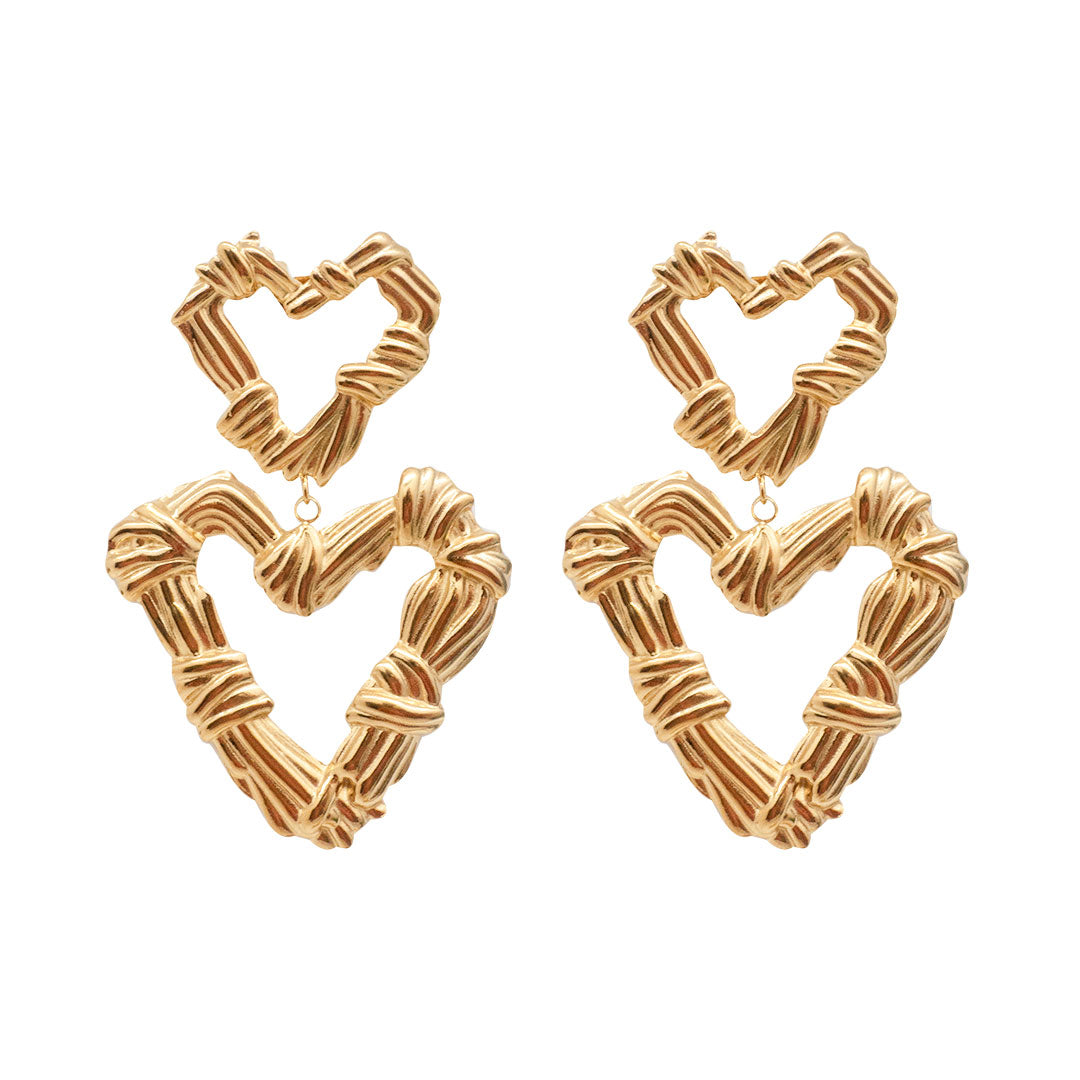 BOUCLES D'OREILLES OLEIROS COEURS TEXTURÉS