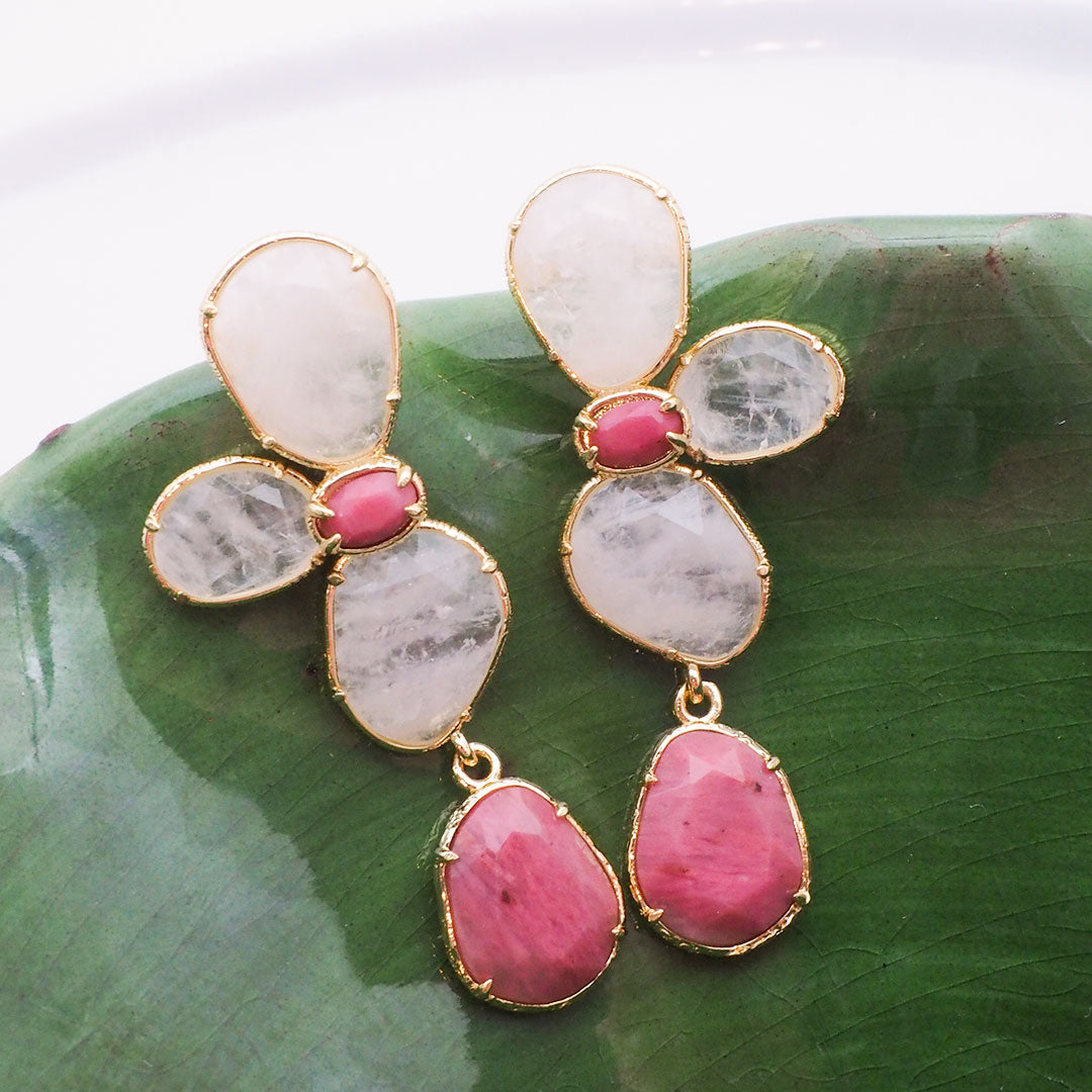 BOUCLES D'OREILLES VILAGARCIA - PETALES EN PIERRES NATURELLES