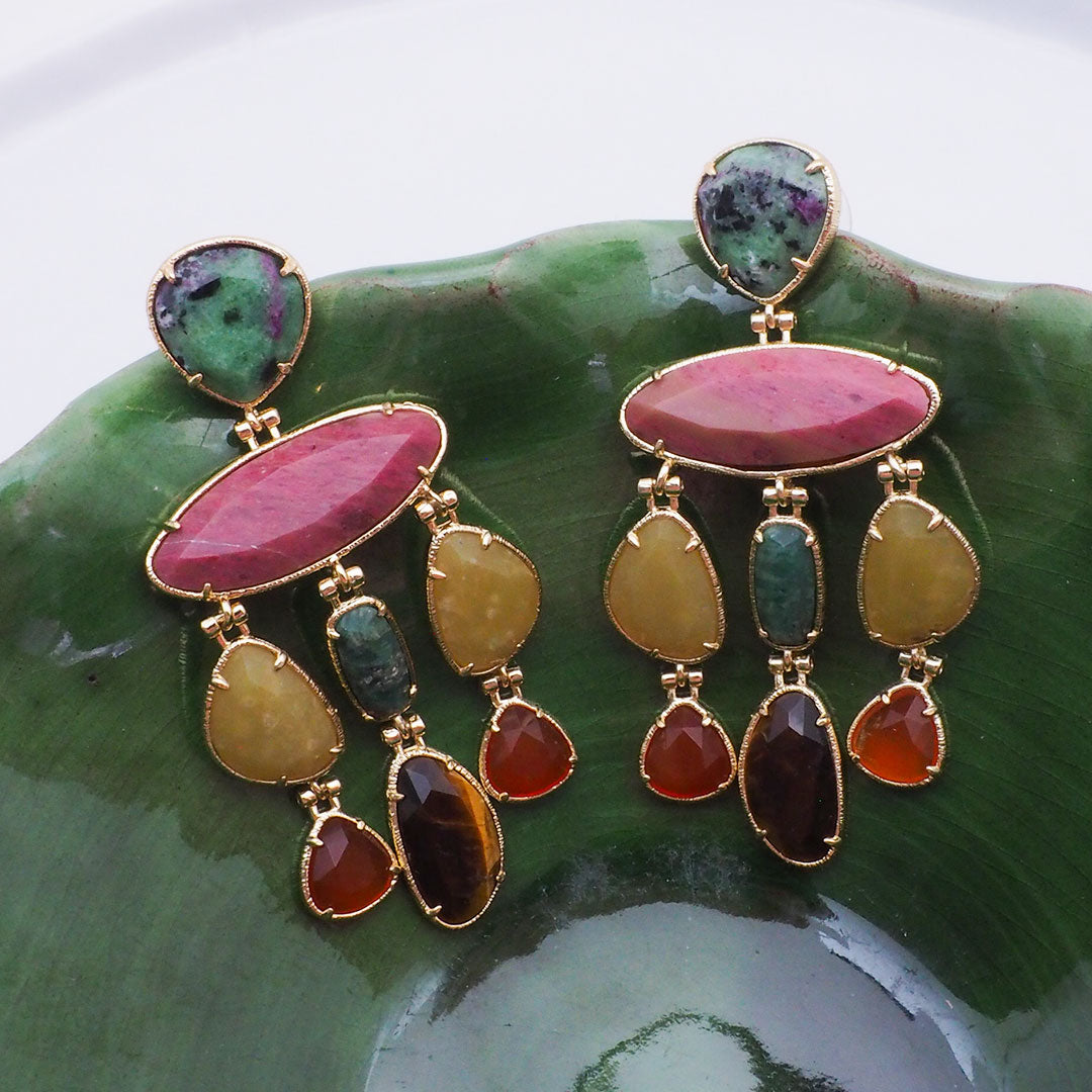BOUCLES D'OREILLES PORTO DO SON - CHANDELIERS PIERRES NATURELLES