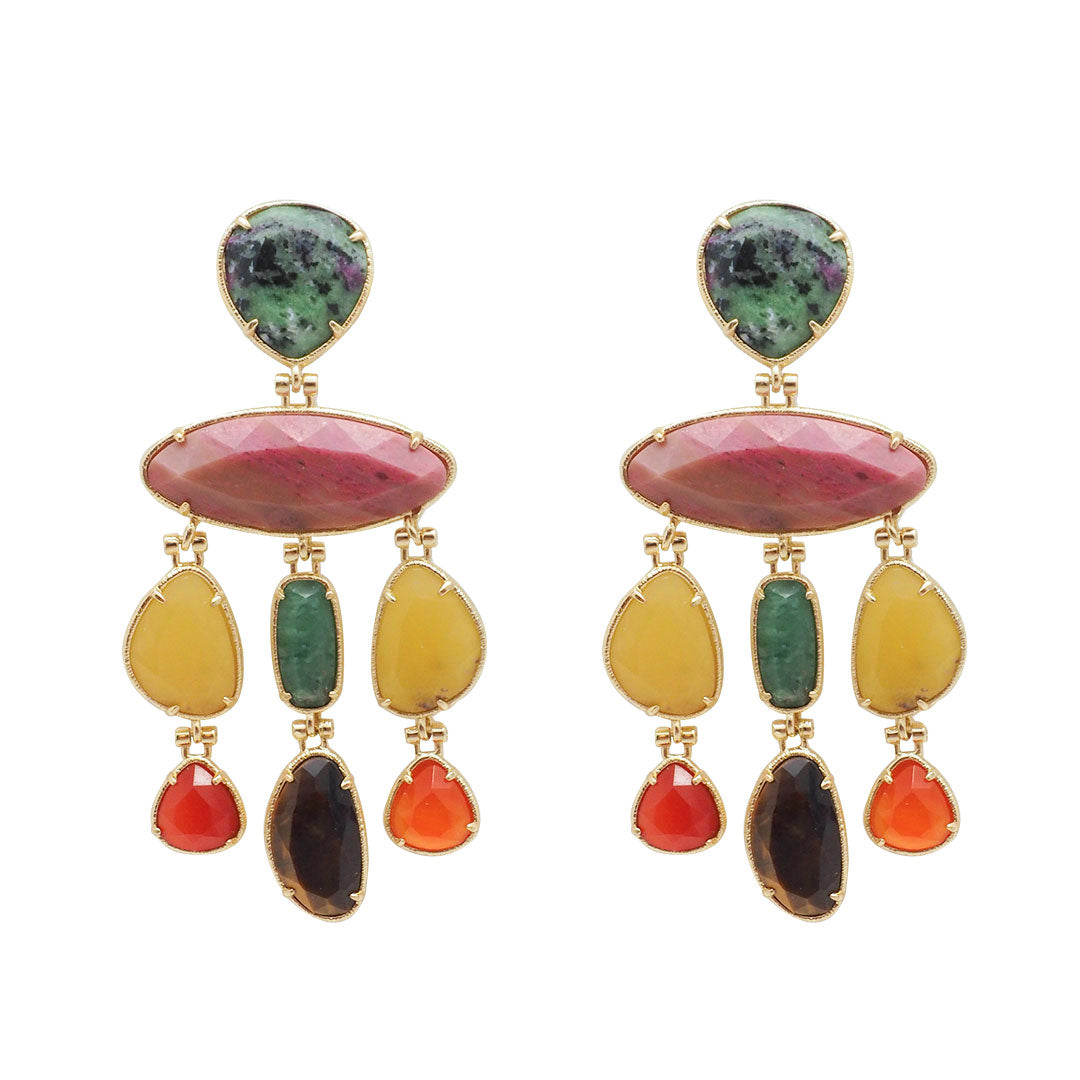 BOUCLES D'OREILLES PORTO DO SON - CHANDELIERS PIERRES NATURELLES