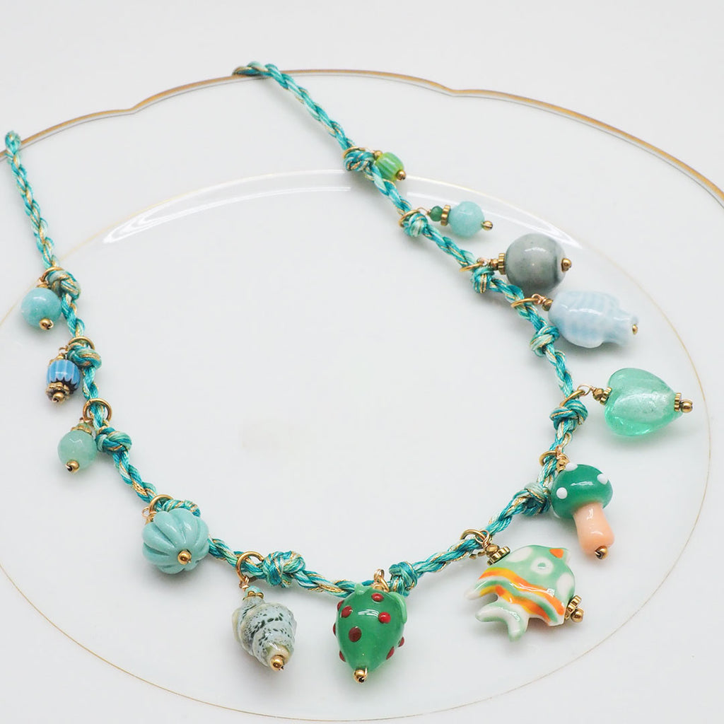 COLLIER PLAYA AZUL - CHARMS AQUATIQUES EN CÉRAMIQUE