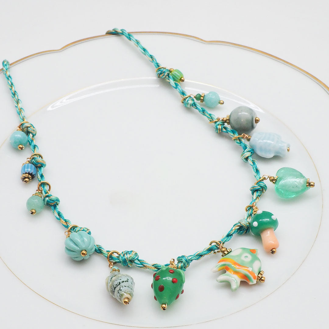 COLLIER PLAYA AZUL - CHARMS AQUATIQUES EN CÉRAMIQUE